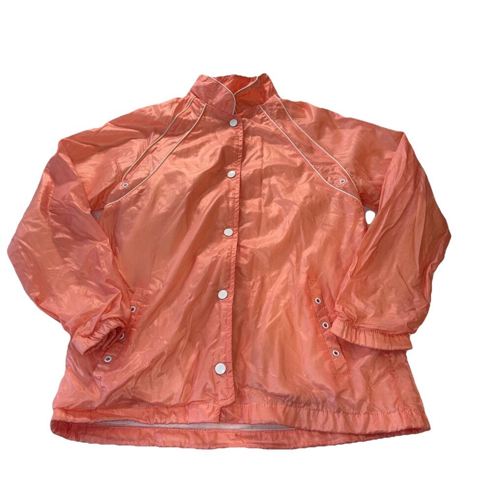 Vintage 80s 90s Windy Weather Windbreaker Peach Pastel Retro Shell Jacket Sz S